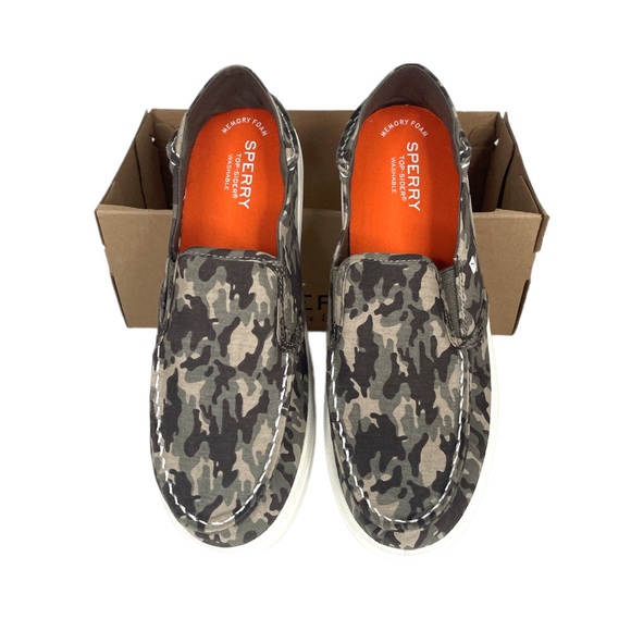 Sperry Top Siders Salty Washable Shoes Camo Green Tan Size 7 - Picture 7 of 7